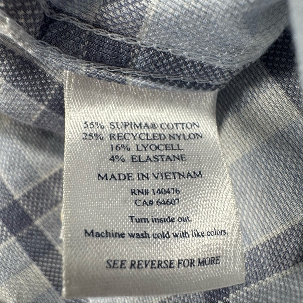 Faherty Men’s S Movement Shirt‎ Light Blue White Plaid Stretch - Picture 6 of 11